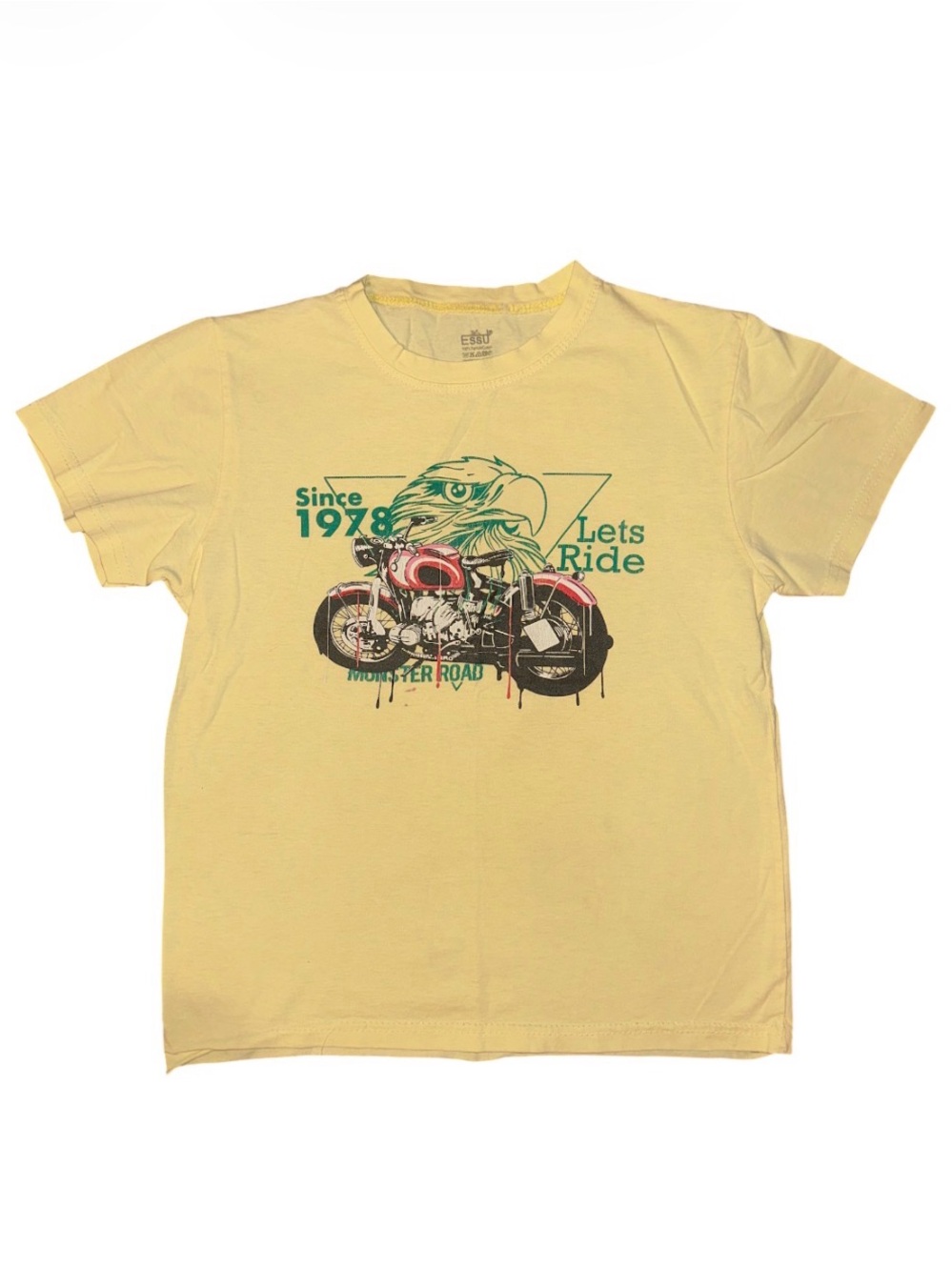 Kids Retro Style 1978 Motorcycle Yellow 'Let's Ride' Graphic Tee